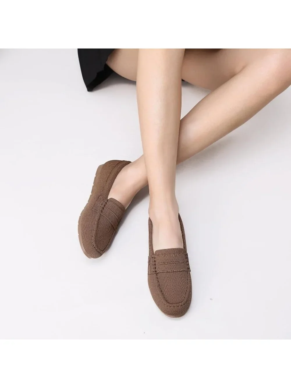 Women's Light Coffee Comfortable Slip on Dressy Casual Walking Loafer Flat Shoes